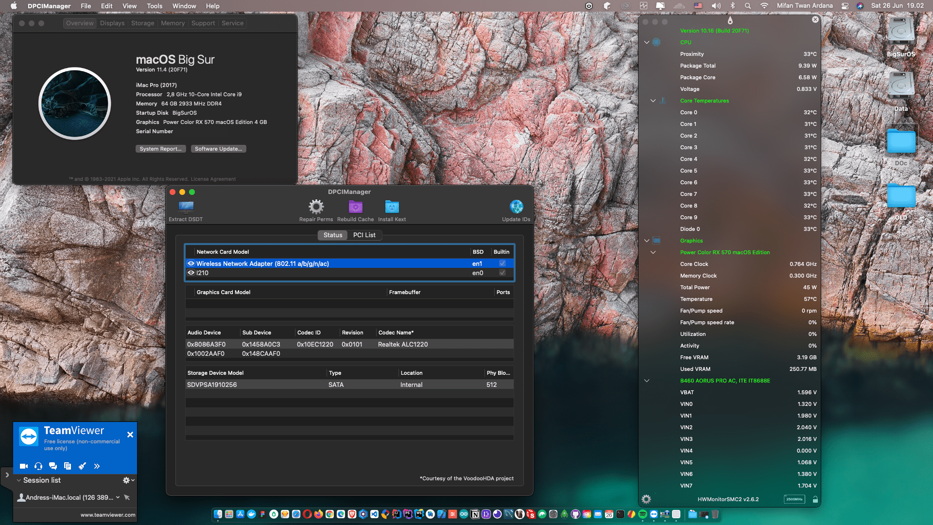 Success Hackintosh macOS Big Sur 11.4 Build 20F71 in Gigabyte B460 Aorus Pro AC + Intel Core i9 10900F + Power Color RX 570